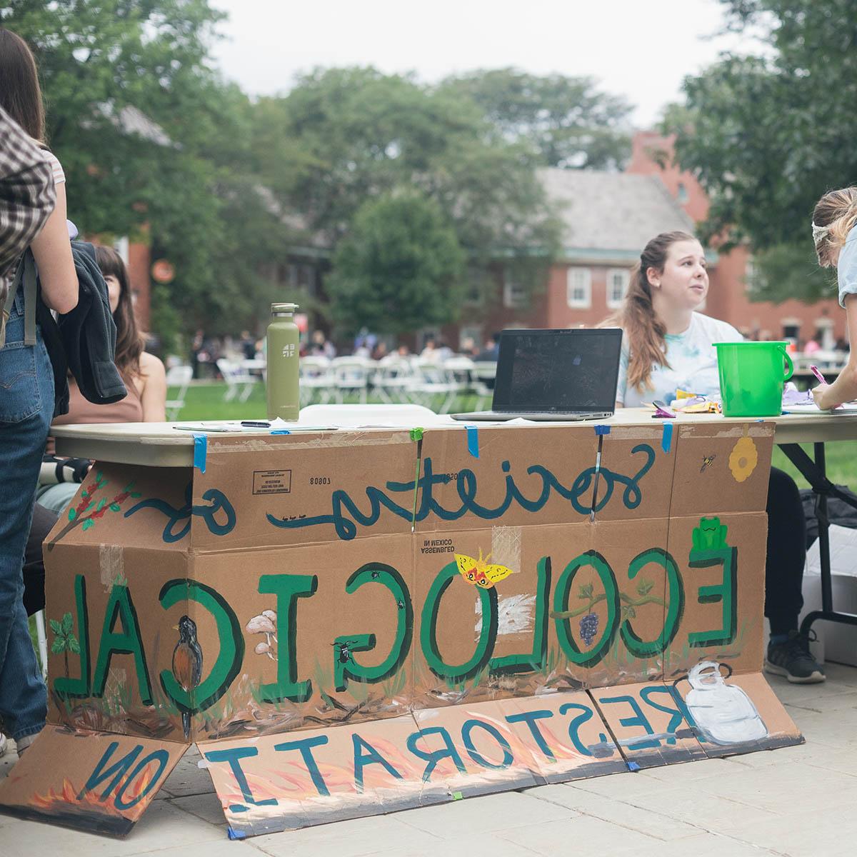 Photo of the Society Ecological Restoration Society's table at the student activity fair